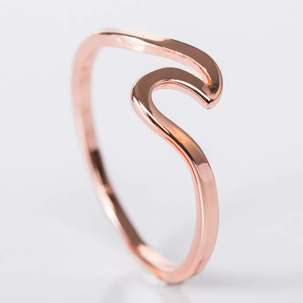 Bague Vague Élégante en Acier Inoxydable